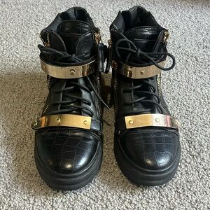 Black and Gold Sneakers